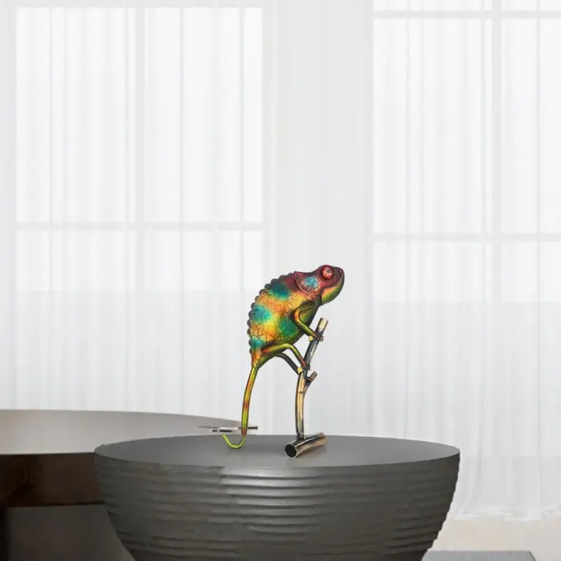 Metal Cameleon Home Decor Sculpture