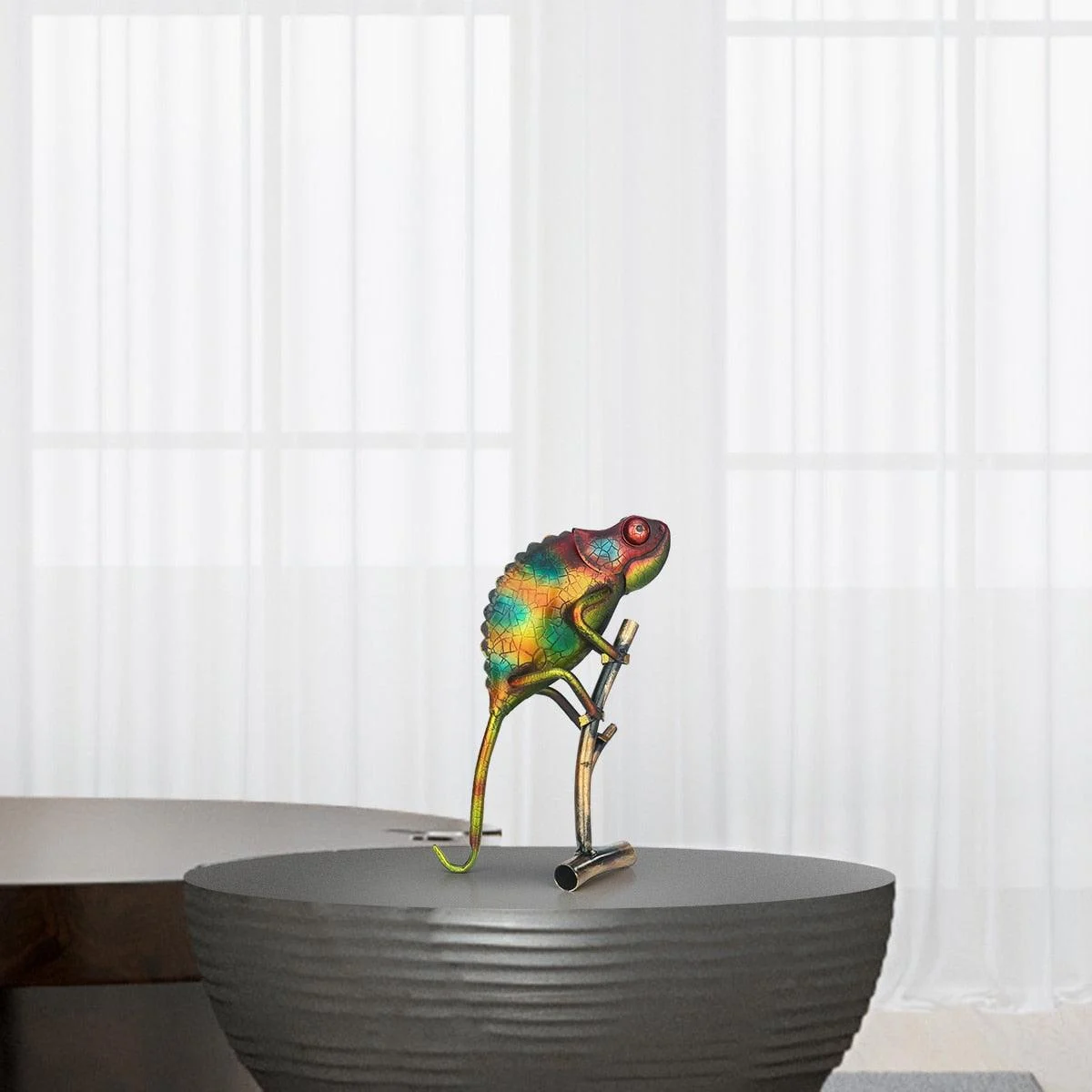 Metal Cameleon Home Decor Sculpture -