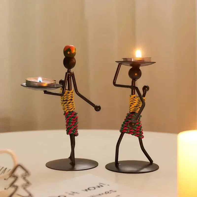 Metal Candlestick Handmade Sculpture
