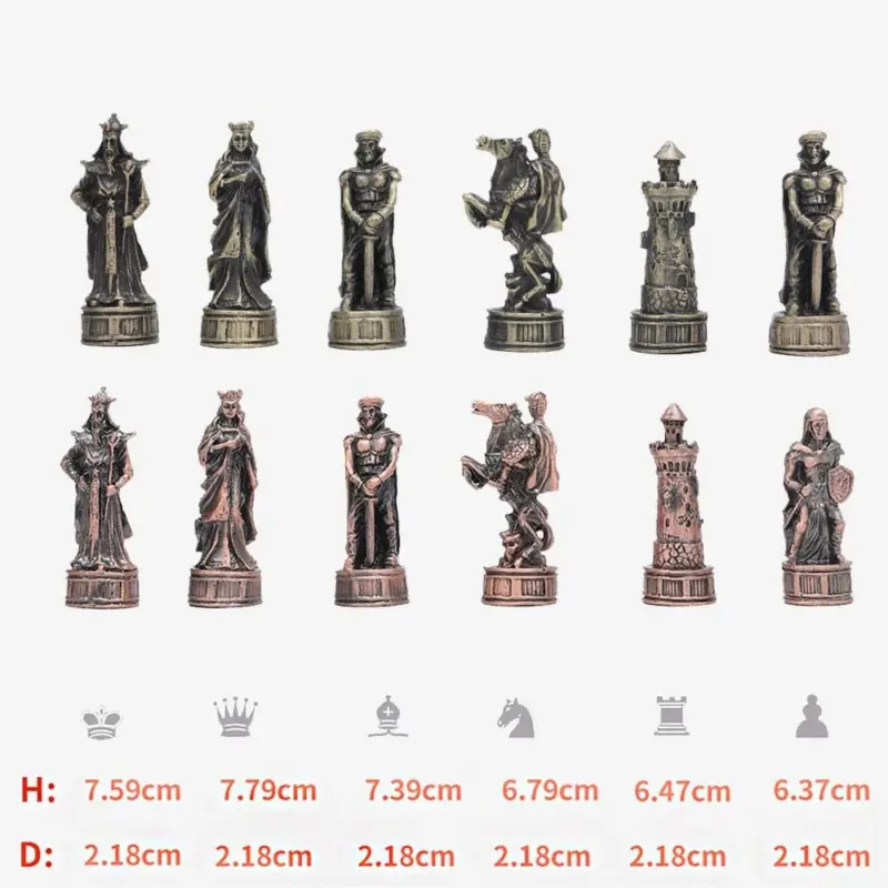 Metal Chess 32pcs Luxury Knight Dragon Sculptures and Statues