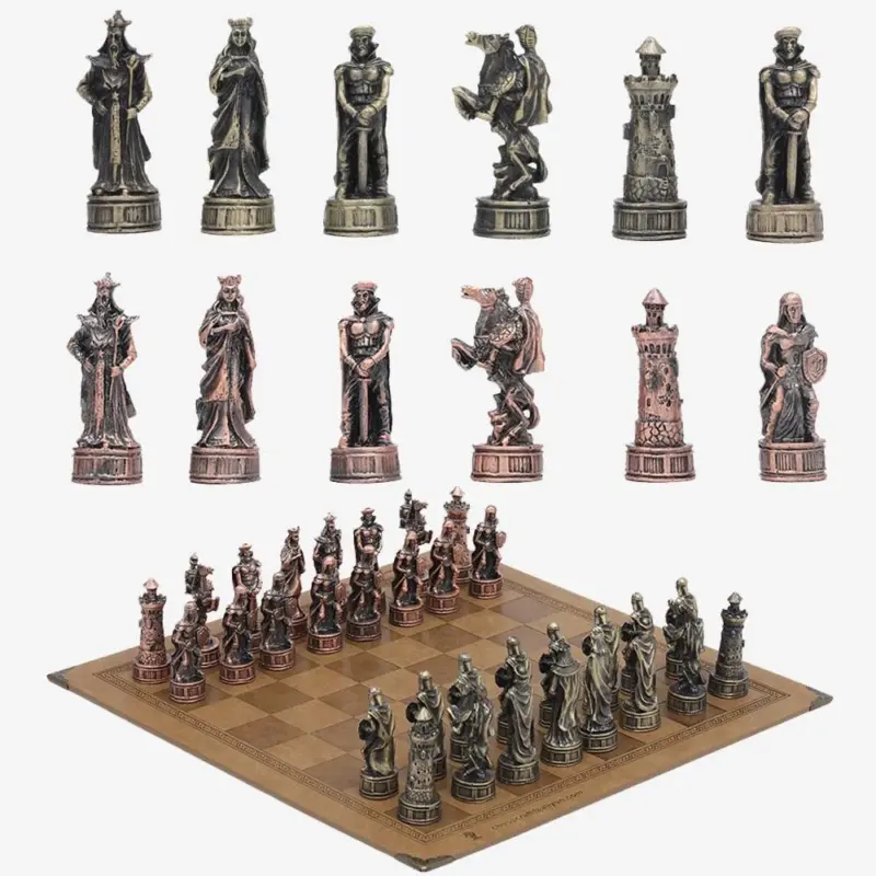 Metal Chess 32pcs Luxury Knight Dragon Sculptures and Statues