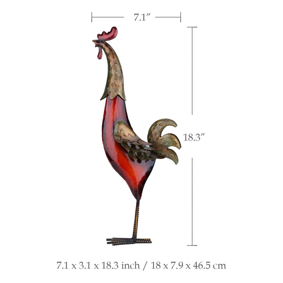 Metal Rooster Home Decor Sculpture -