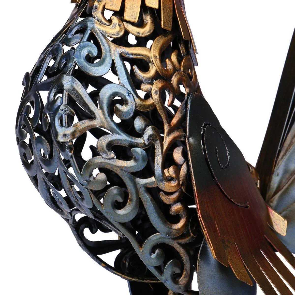 Metal Rooster Home Decor Sculpture -