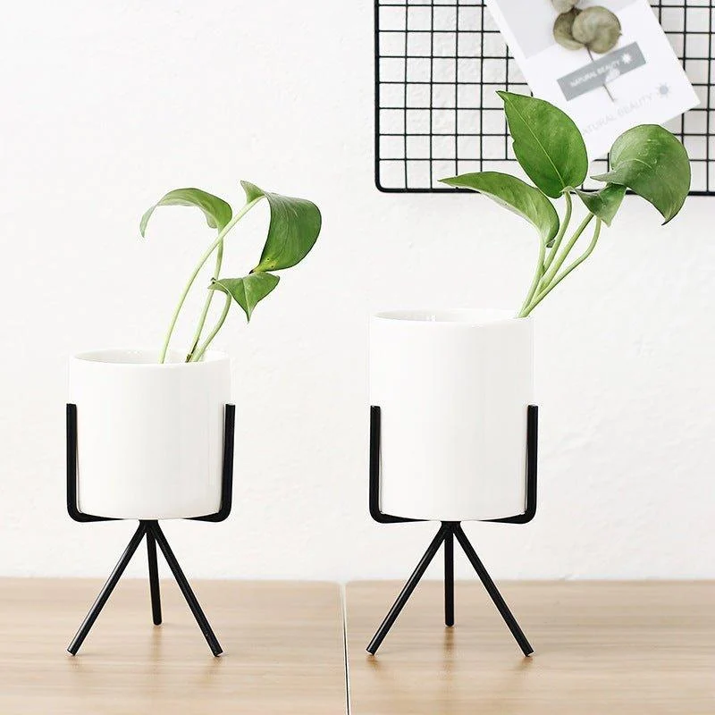 Metal Tripod Flower Vases -