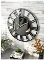 Metal Vintage Large Size Mirror Wall Clock 39cm