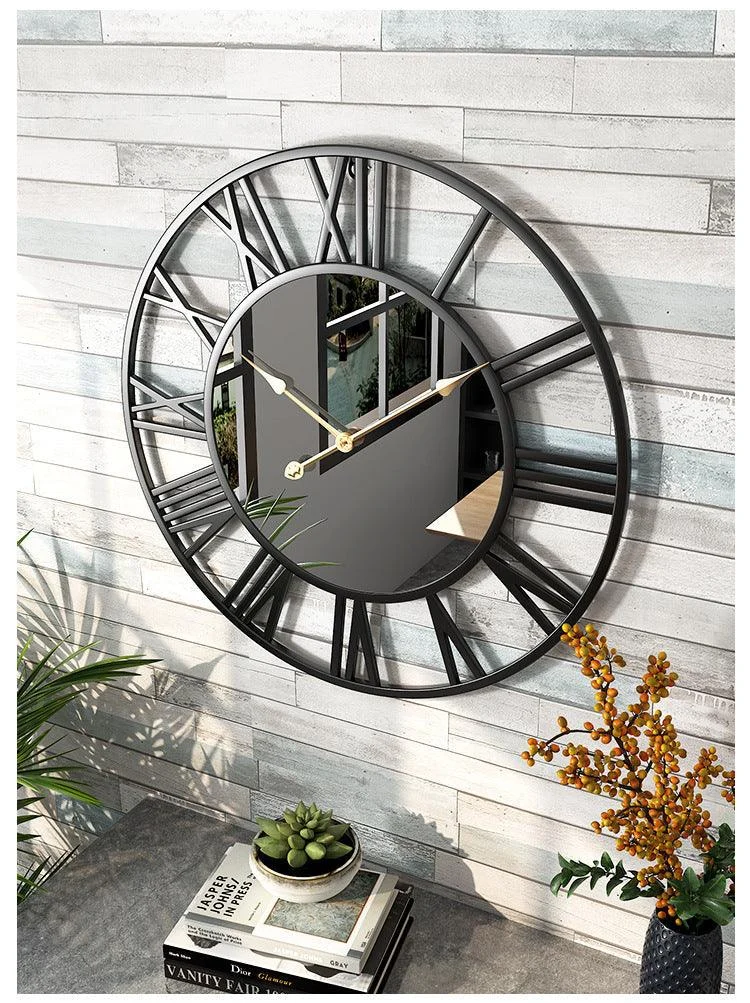 Metal Vintage Large Size Mirror Wall Clock 39cm -