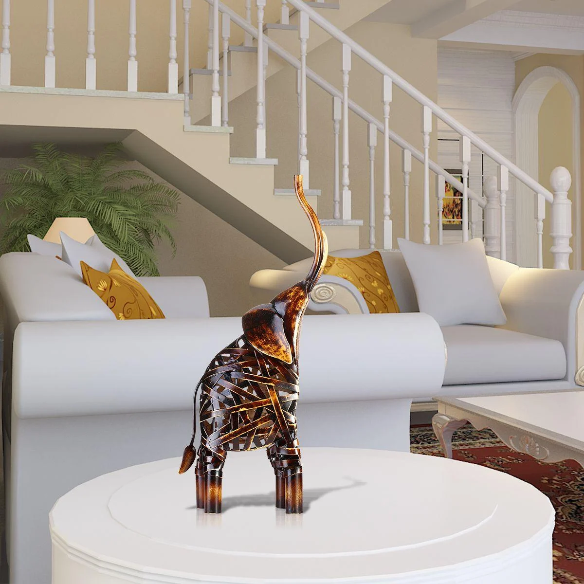Metal Weaving Elephant Home Decor Sculpture -