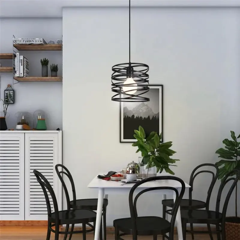 Metalen Draad Hanglamp Vintage Lint Spiraal Swirl Plafond Opknoping Lamp Schaduw Voor Woonkamer Keuken Schorsing Armatuur eaeeca4a e159 488f 9620 9ebe4d5f8a71