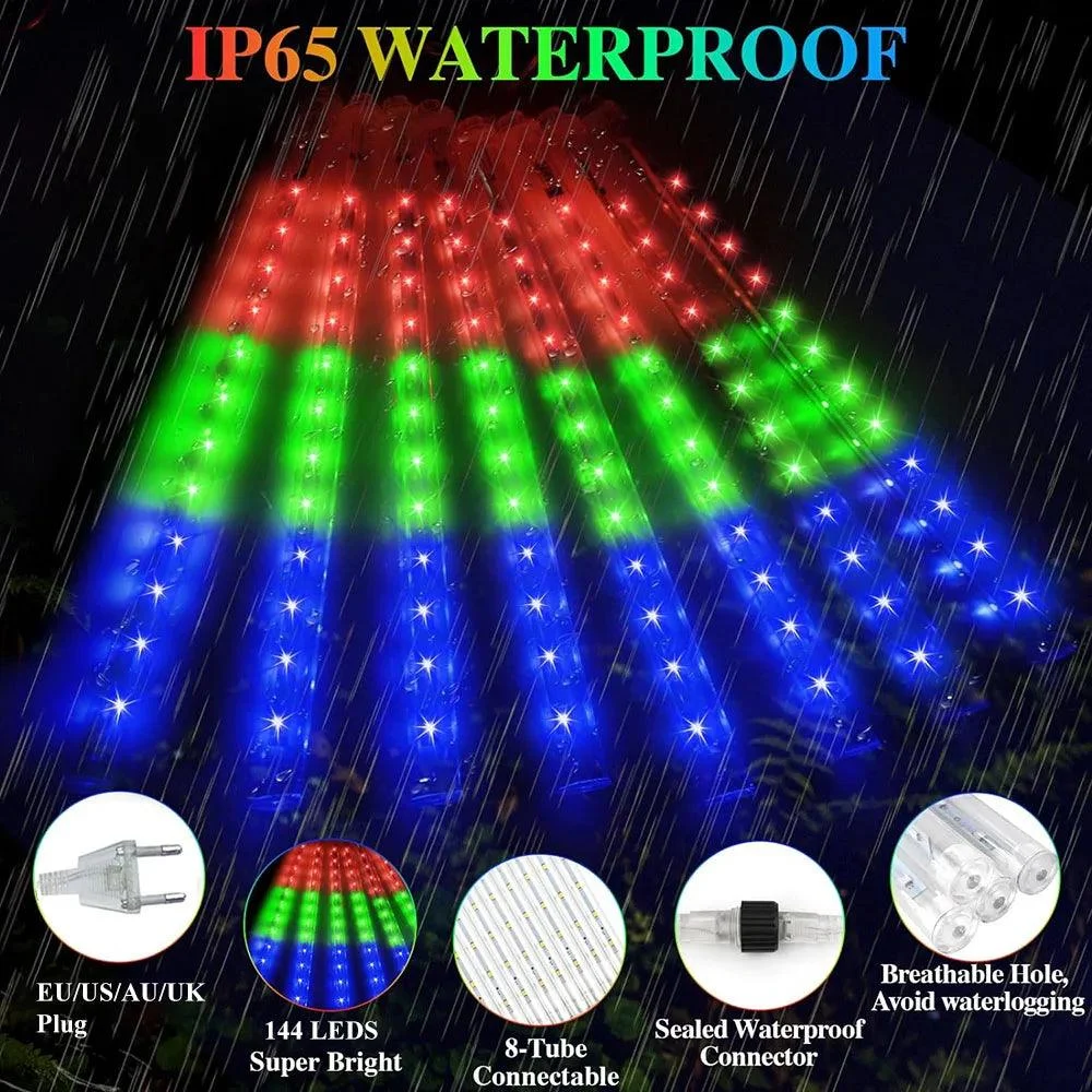 Meteoren Douchelampen Vallende Regenverlichting 8 Buizen Waterdichte Led Verlichting Buiten Voor Boomfeest Tuin Tuin Kerstdecoratie 1e90ac01 97d8 4ddb 8476 16b5c48cfe14