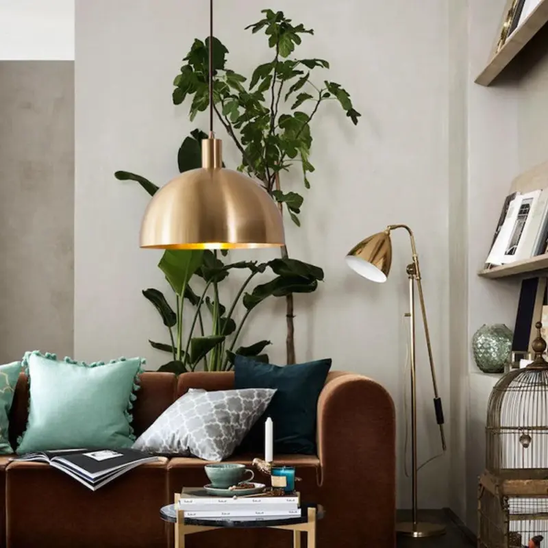 Mid CenturyModernBrassDomePendantLight Homeko2