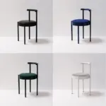 Mid Century Modern Metal Leg Color Round Chair
