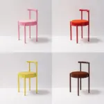 Mid Century Modern Metal Leg Color Round Chair