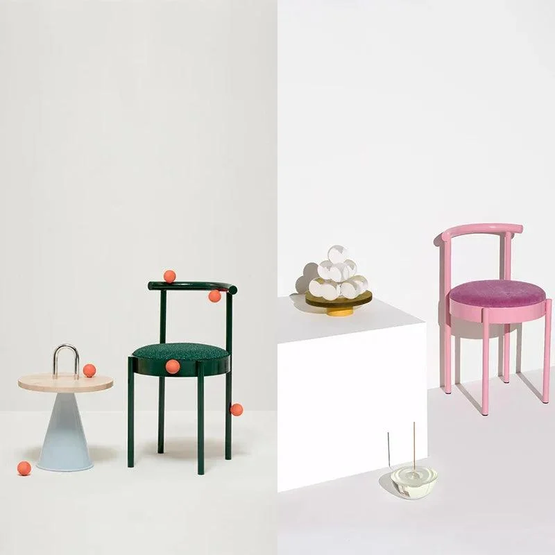 Mid-Century Modern Metal Leg Color Round Chair -