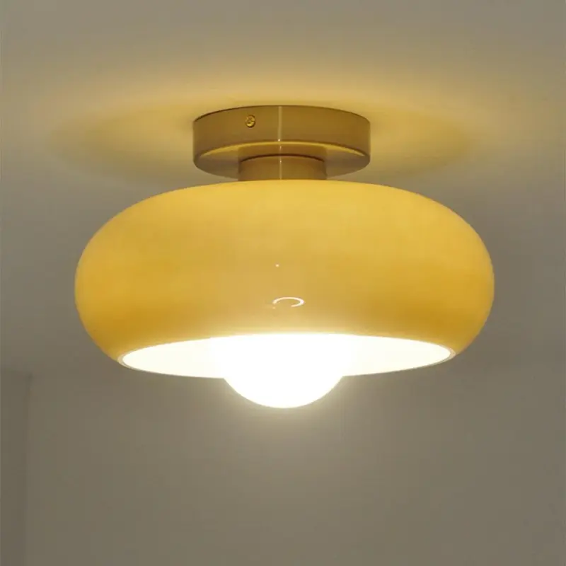 MidCenturyGlassSemiFlushMountCeilingLamp