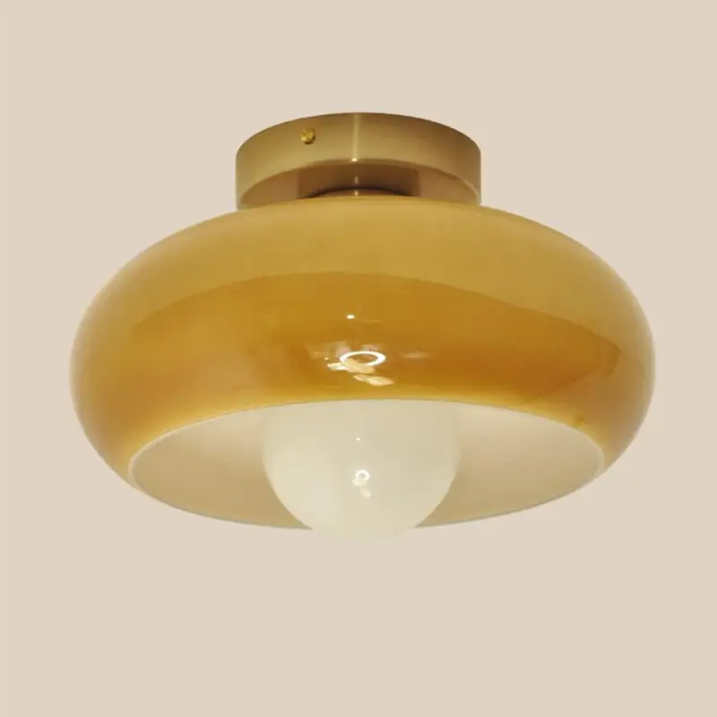 MidCenturyGlassSemiFlushMountCeilingLamp