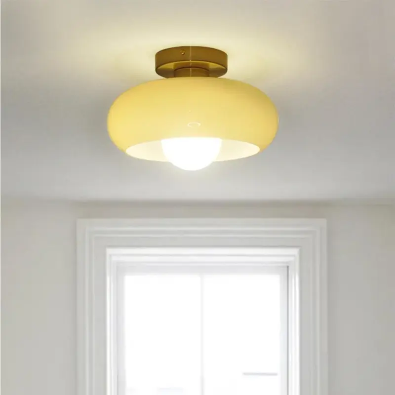 MidCenturyGlassSemiFlushMountCeilingLamp