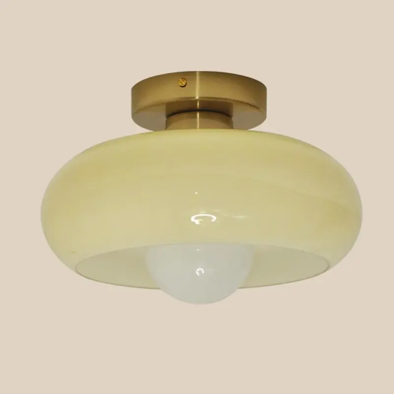 MidCenturyGlassSemiFlushMountCeilingLamp