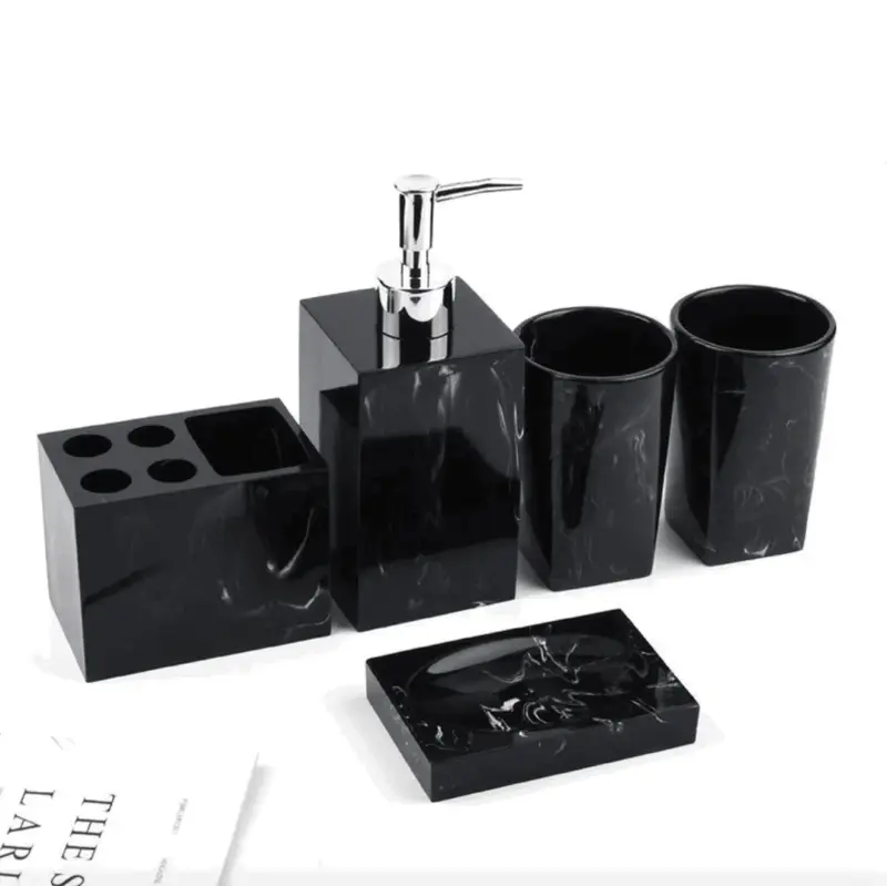 Milan Marble 5 Piece Bathroom Set