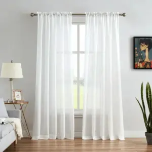 Mina Herringbone Pattern Texture Semi Transparent Curtains Pleated