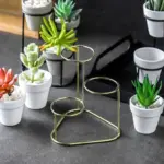 Mini 3 in 1 Pottery Planters Modern Small Flower Pots with Gold Black Metal Stands Decorative a95e4595 9304 4e59 8043 960d9292bc9a
