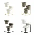 Mini 3 in 1 Pottery Planters Modern Small Flower Pots with Gold Black Metal Stands Decorative bbf2871d 3ea7 4619 bf9a ed0290240479