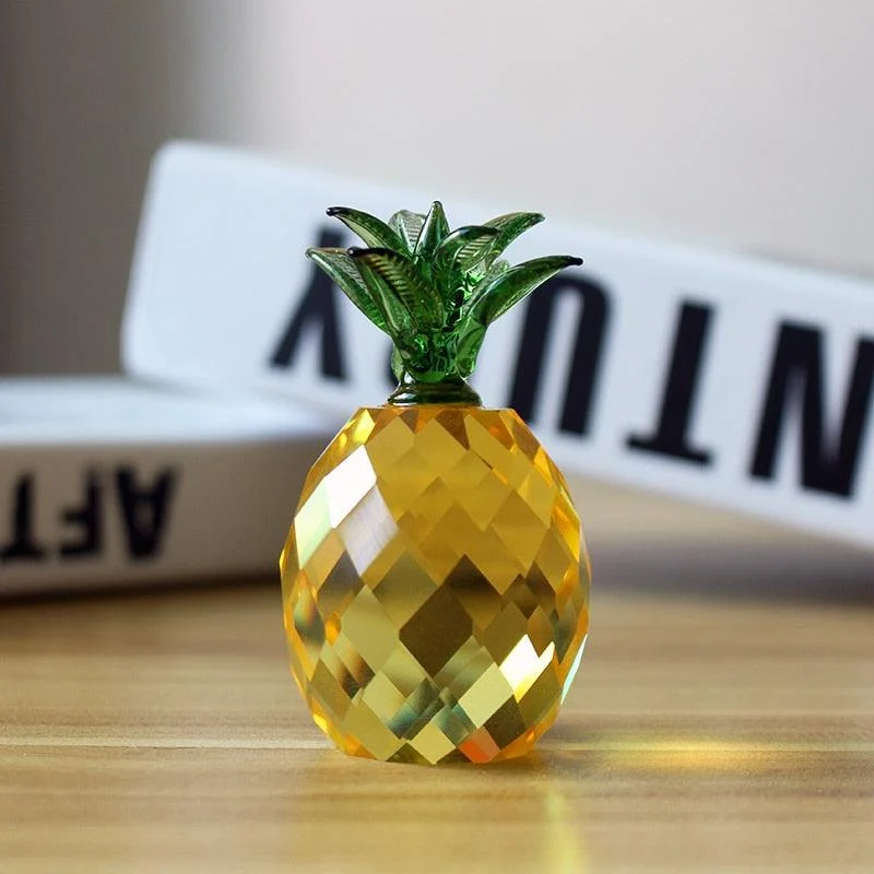 Mini Yellow Hand-Crafted Crystal Pineapple Sculpture -