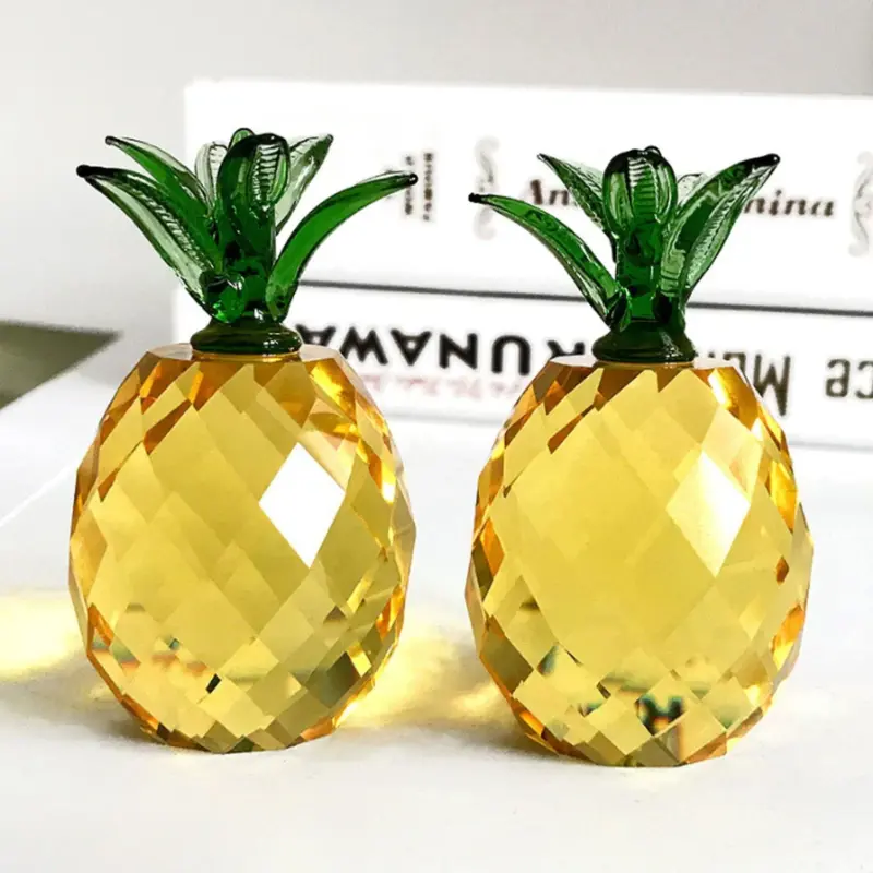 Mini Yellow Hand Crafted Crystal Pineapple Sculpture