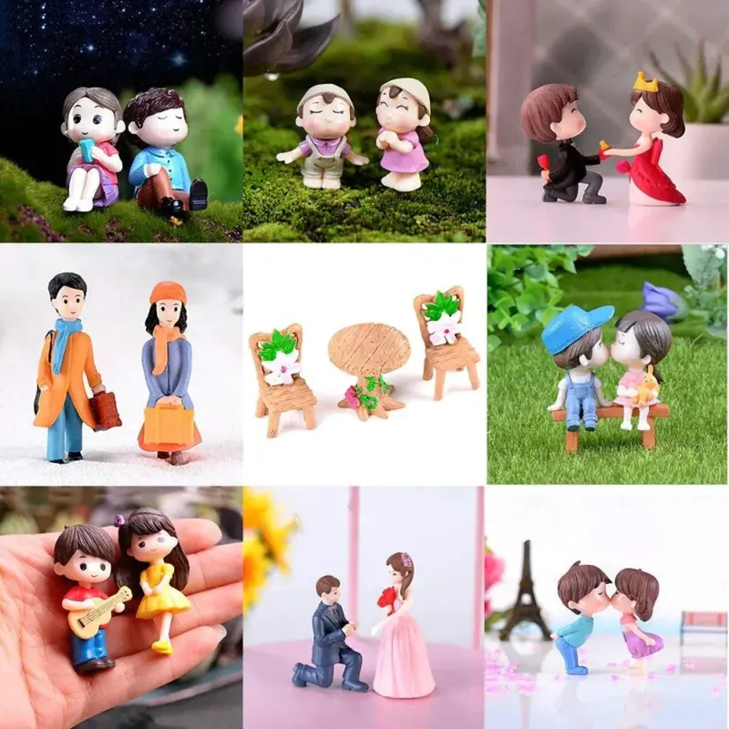 Miniature Lovers Figurines Charming Wedding Dolls Decor
