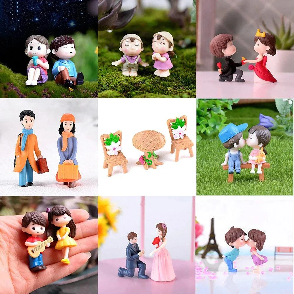 Miniature Lovers Figurines: Charming Wedding Dolls Decor -