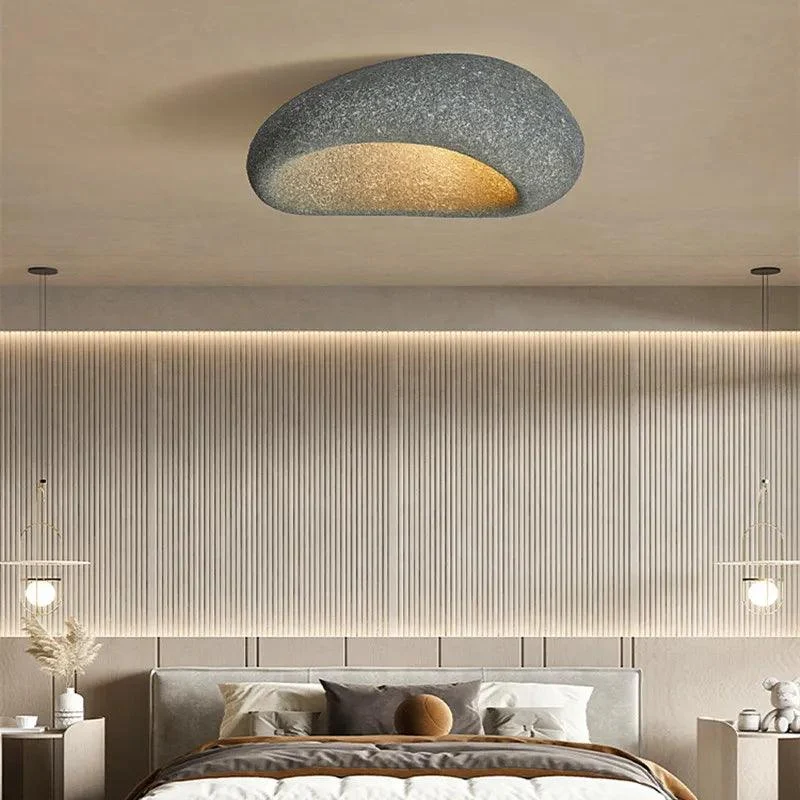 Minimal Stone White Grey Wind Led Lighting Ceiling Lamps Chandelier Dining Room Cafe Decor -