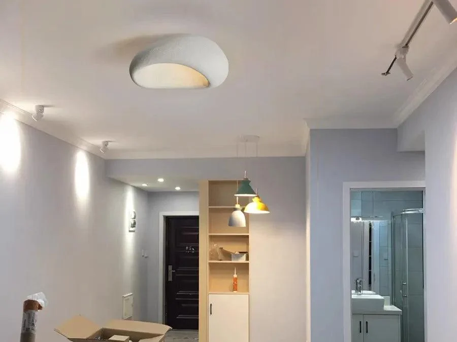 Minimal Stone White Grey Wind Led Lighting Ceiling Lamps Chandelier Dining Room Cafe Decor -