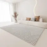 Minimal White Beige Large Rug Carpet Comfortable Soft Striped Bedroom