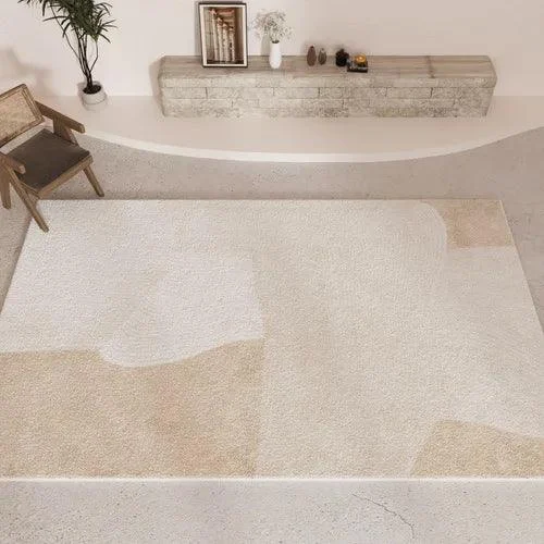 Minimal White Beige Large Rug Carpet Comfortable Soft Striped Bedroom -