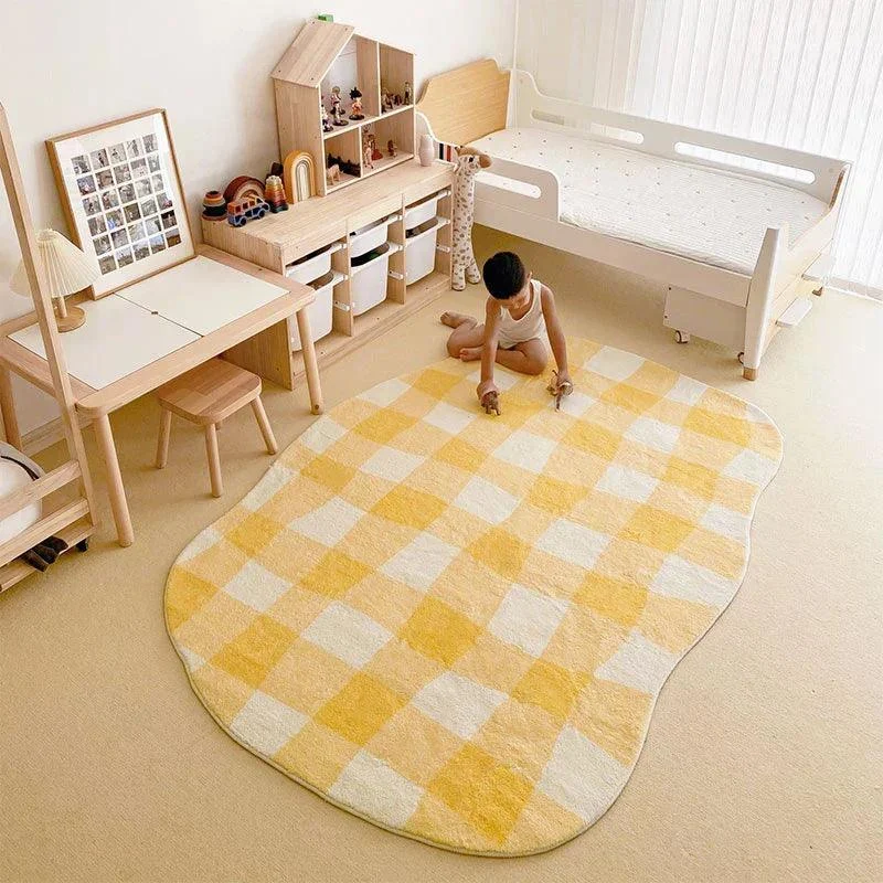 Minimal Yellow Green Soft Large Area Living Room Rug Carpet Children's Room -