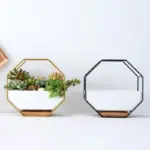 Minimalist Octagonal Geometric Wall Hanging Table Succulents Ceramic Flower Pot Bamboo Tray Iron Frame Set Crafts bcaf7ea4 ce5c 4b3c bf6f 304b261ab472