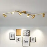 MinimalistLEDCeilingLampwithGoldenTubularTrackandMetalShade Homeko3