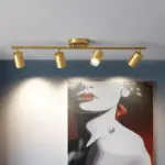 MinimalistLEDCeilingLampwithGoldenTubularTrackandMetalShade Homeko5
