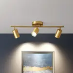 MinimalistLEDCeilingLampwithGoldenTubularTrackandMetalShade Homeko6