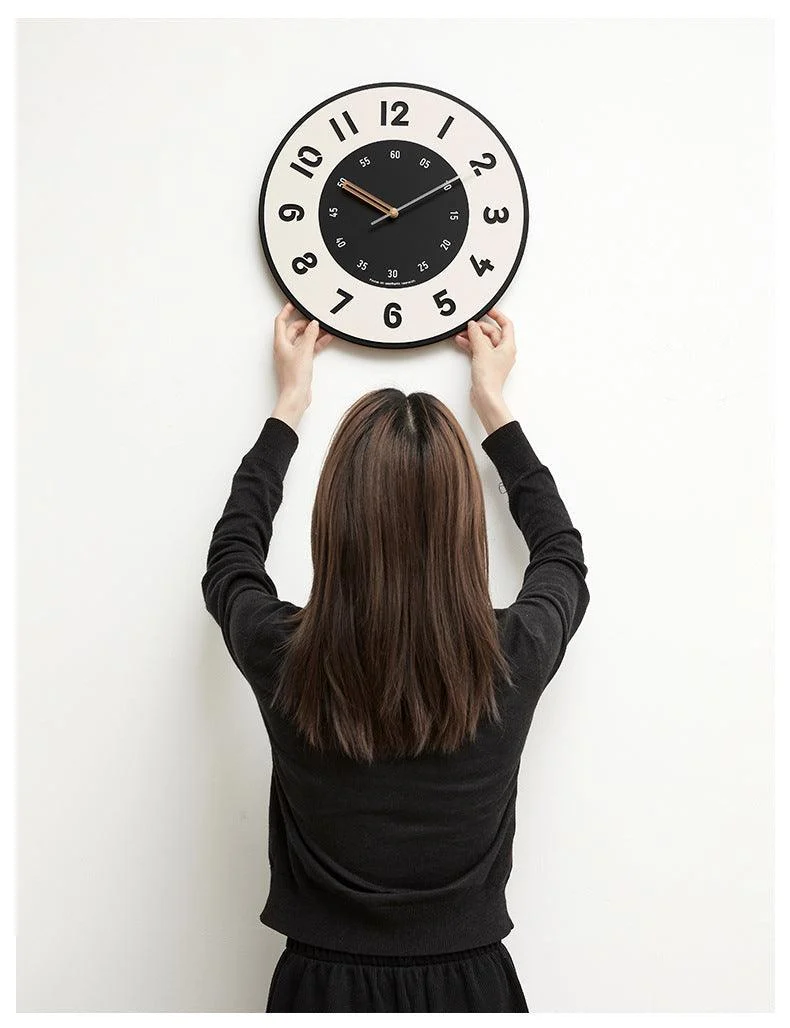 Minimalist Big Letters Simple Silent Wall Clock for Livingroom -