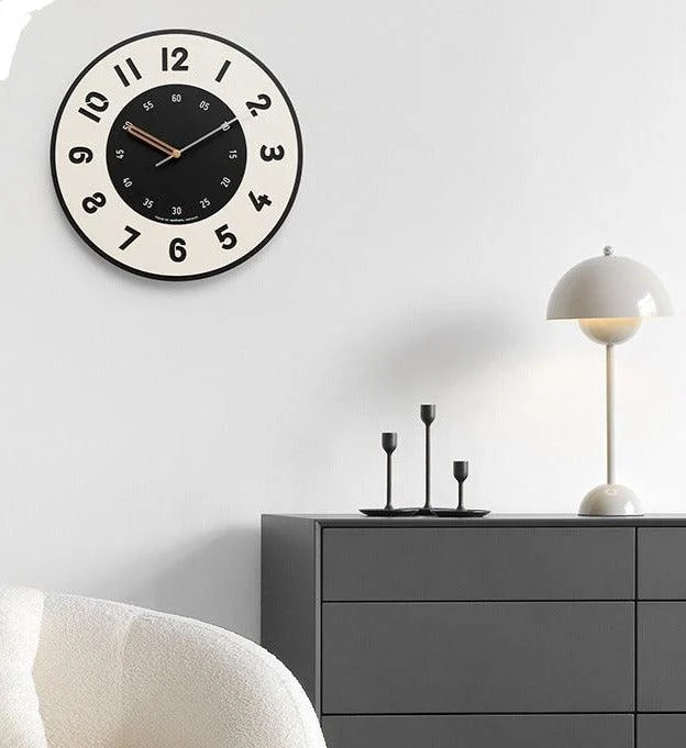 Minimalist Big Letters Simple Silent Wall Clock for Livingroom -