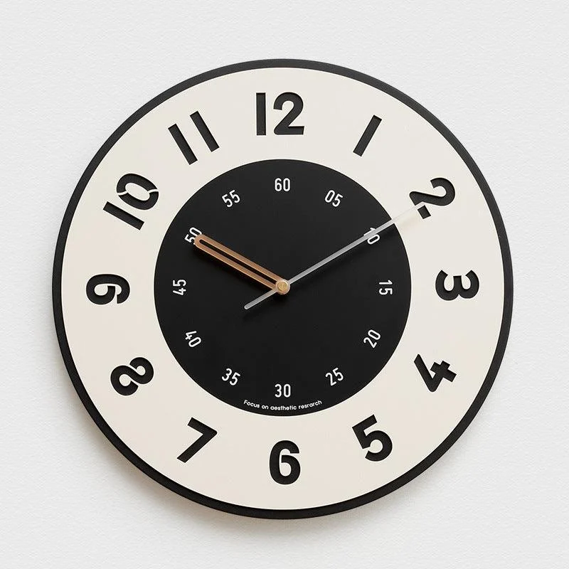 Minimalist Big Letters Simple Silent Wall Clock for Livingroom -