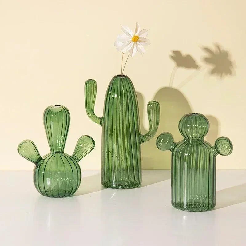 Minimalist Cactus Shaped Glass Vase -