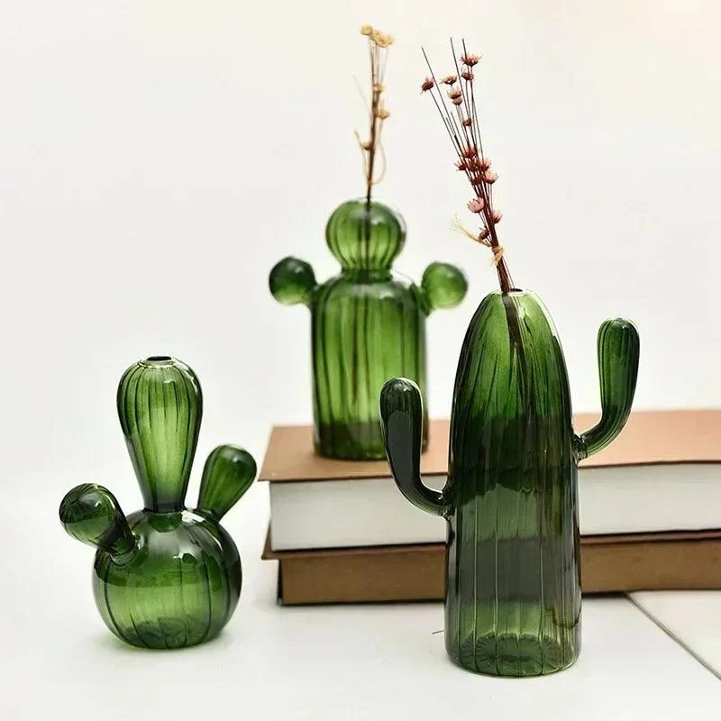 Minimalist Cactus Shaped Glass Vase -