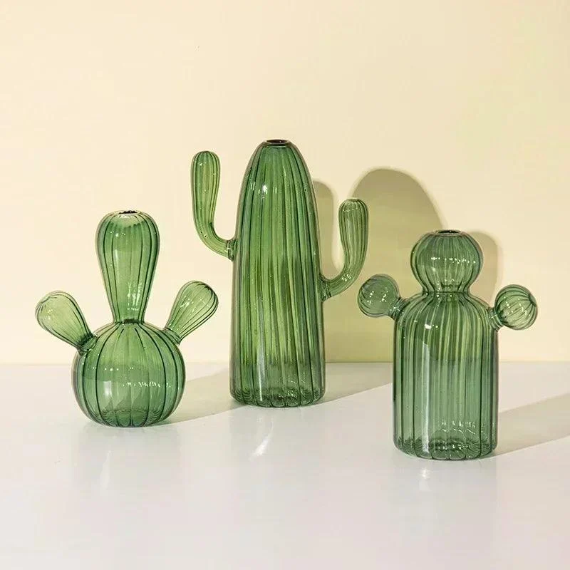 Minimalist Cactus Shaped Glass Vase -