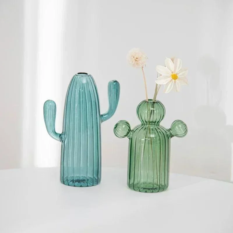 Minimalist Cactus Shaped Glass Vase -