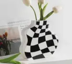Minimalist_Ceramic_Black_And_White_Checkered_Vase_-_-4337847 Minimalist Ceramic Black And White Checkered Vase