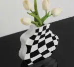 Minimalist_Ceramic_Black_And_White_Checkered_Vase_-_-4337866 Minimalist Ceramic Black And White Checkered Vase