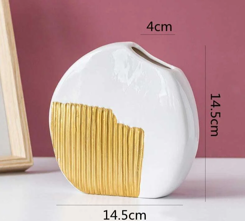 Minimalist Ceramic Gold Painted Luxury Vase -