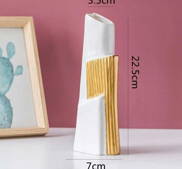 Minimalist Ceramic Gold Painted Luxury Vase -