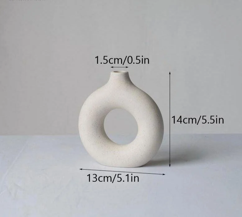 Minimalist Ceramic Hollow Donut Vase -